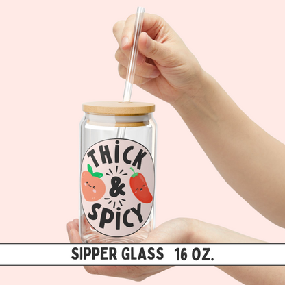 Thick & Spicy Logo Sipper Glass, 16oz