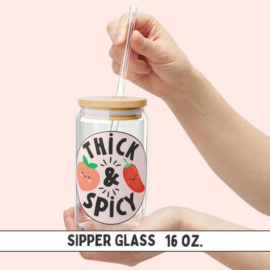 Thick & Spicy Logo Sipper Glass, 16oz