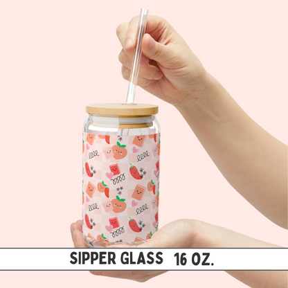 Peach & Pepper Sipper Glass, 16oz
