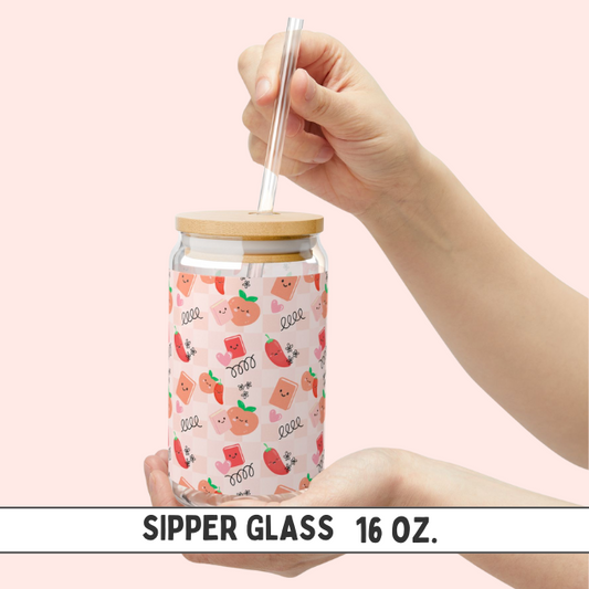 Peach & Pepper Sipper Glass, 16oz