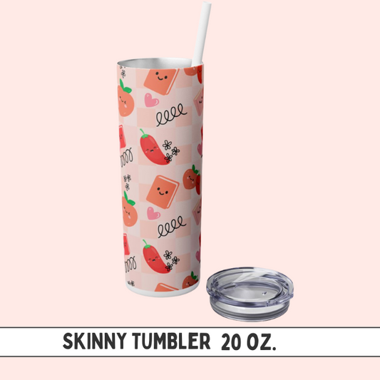 Peach & Pepper Skinny Tumbler with Straw, 20oz