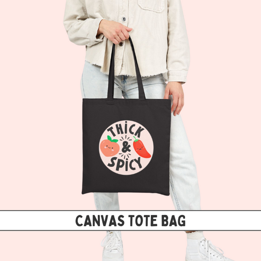 Thick & Spicy Logo Black Cotton Canvas Tote Bag