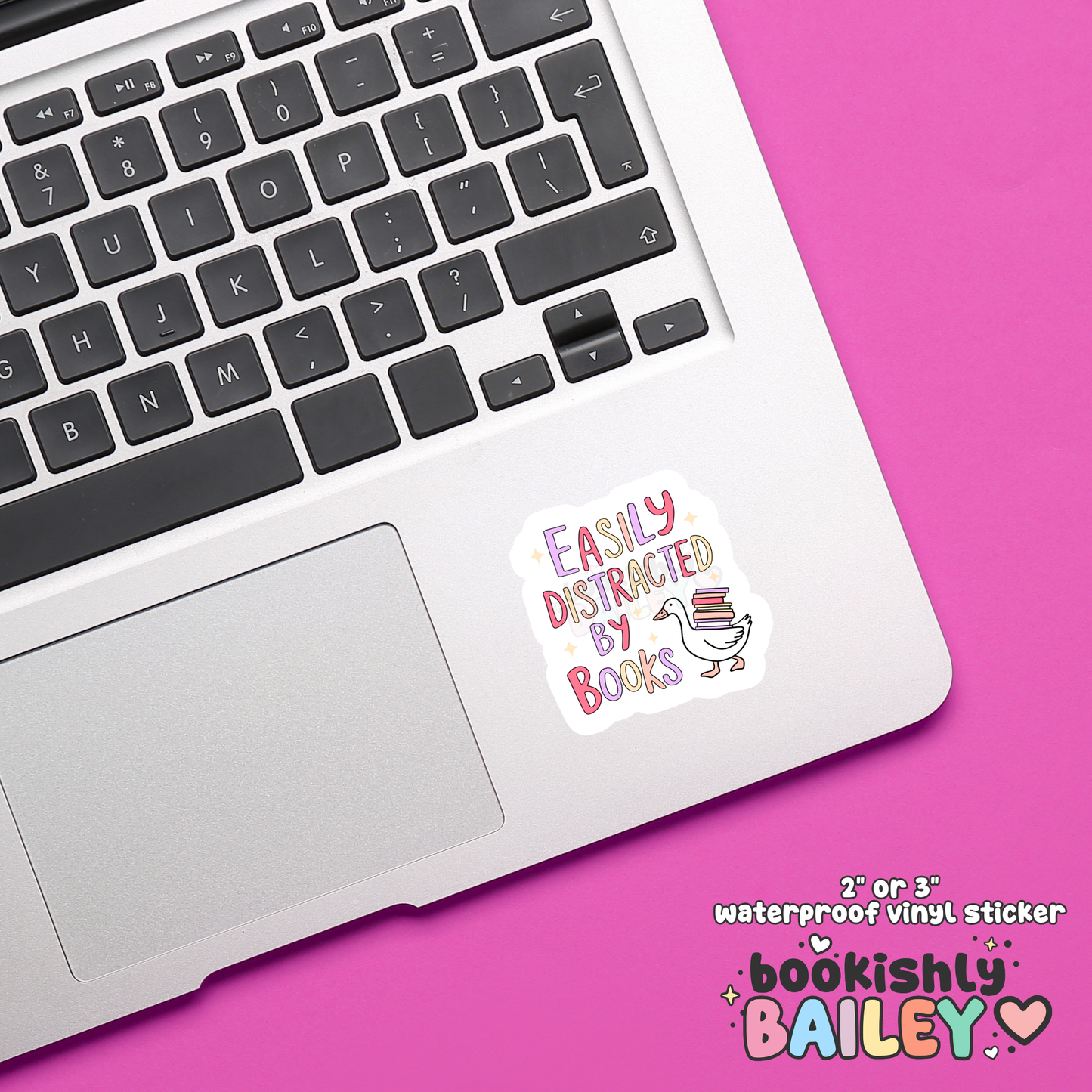 Easily Distracted By Books Waterproof Matte Vinyl Sticker