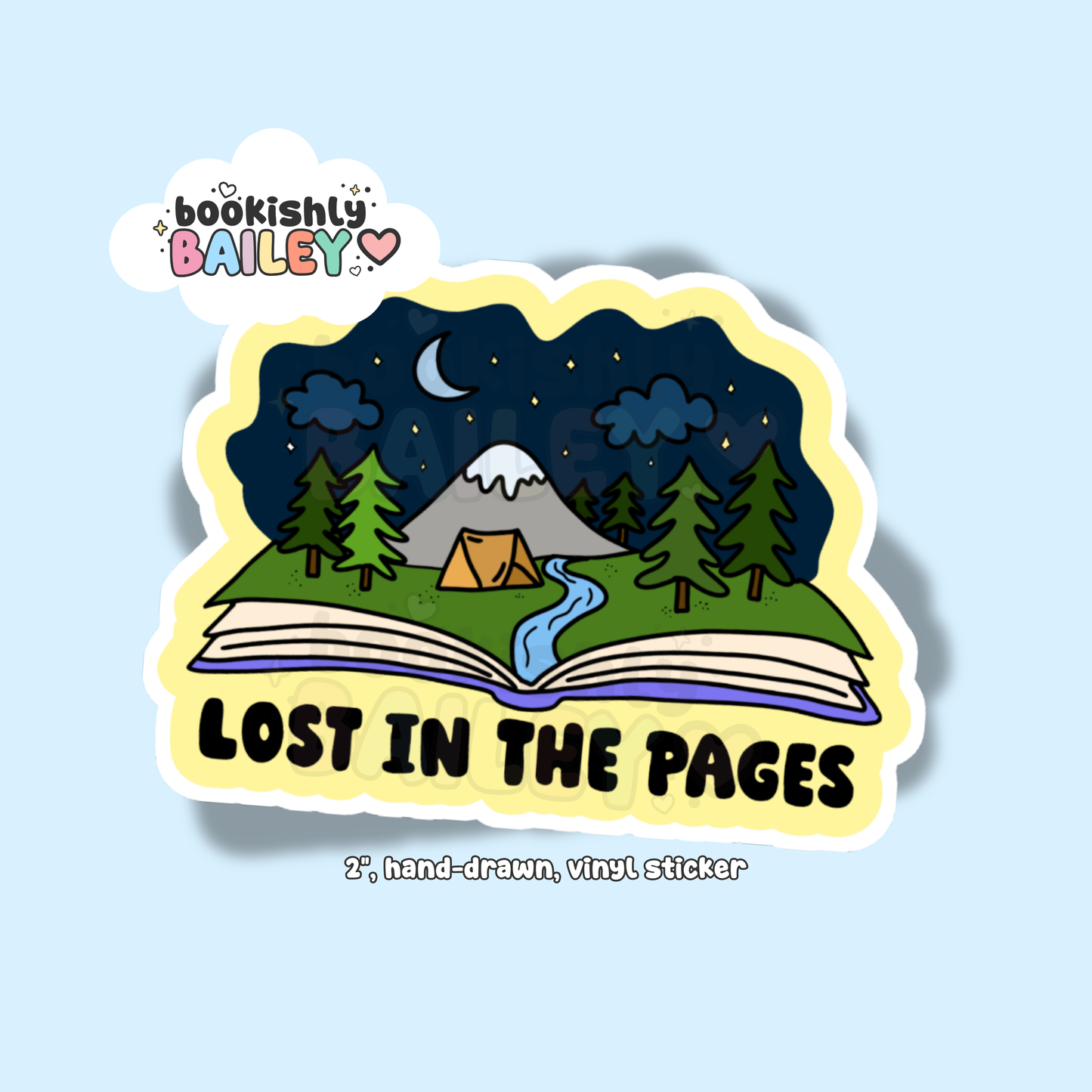 Lost In The Pages, Hand-Drawn Design, Vinyl Sticker