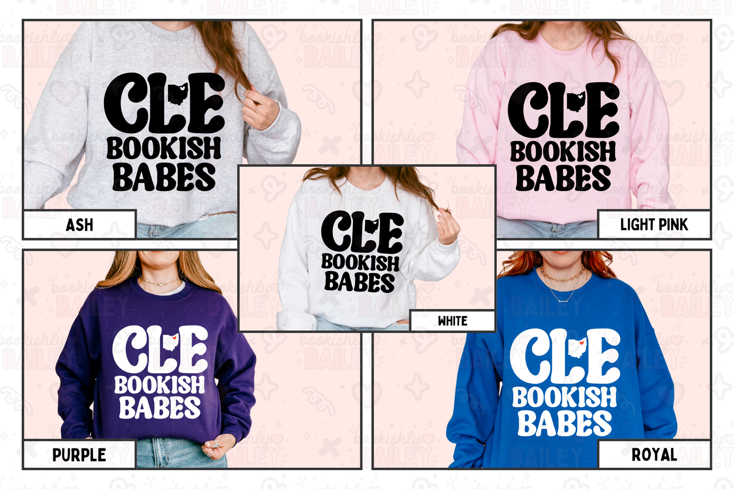 CLE Bookish Babes B&W Logo Crewneck