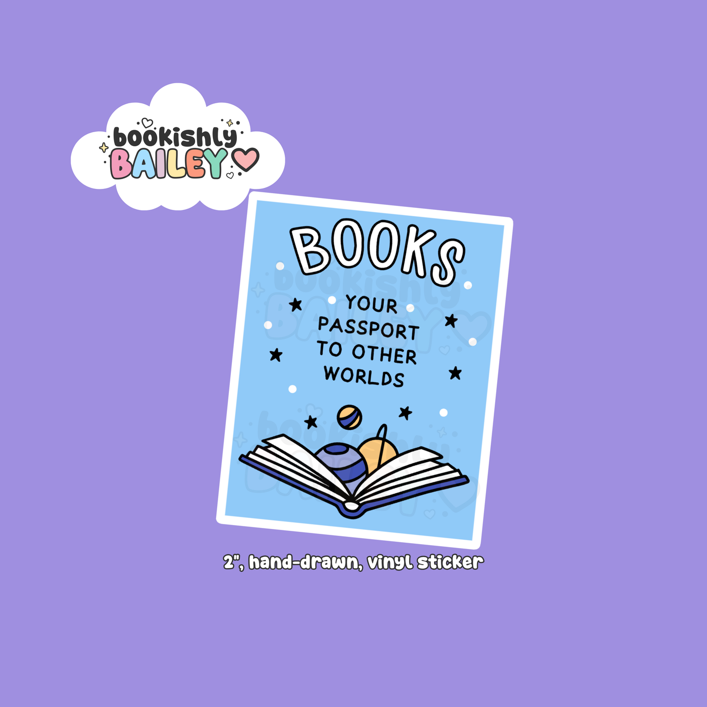 Passport To Other Worlds, Hand-Drawn, Vinyl Sticker