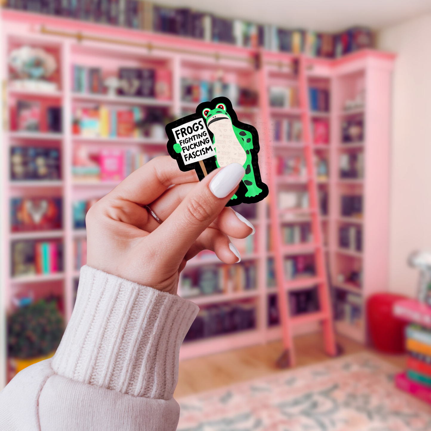 Frogs Fighting Fucking Fascism - Sticker