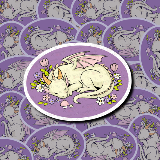 Cute Sleepy Dragon Bookish Sticker
