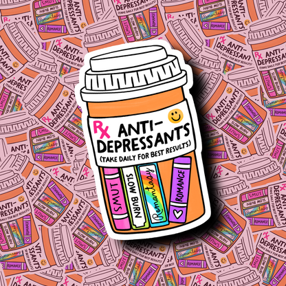 Anti-Depressants Bookish Pill Bottle Sticker