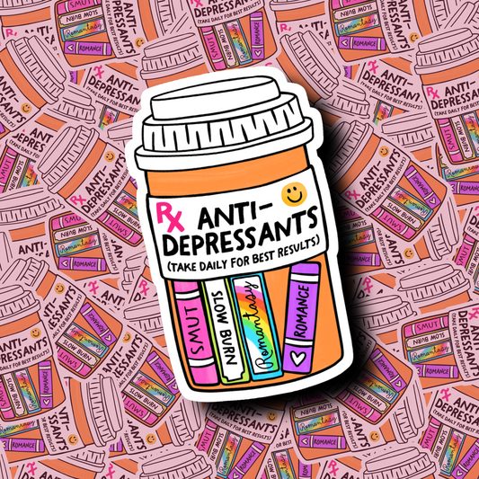 Anti-Depressants Bookish Pill Bottle Sticker