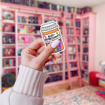 Anti-Depressants Bookish Pill Bottle Sticker